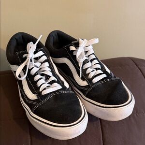 Vans Black and White Low-Top Old Skool Sneakers, 9.5, ultra Cush lite